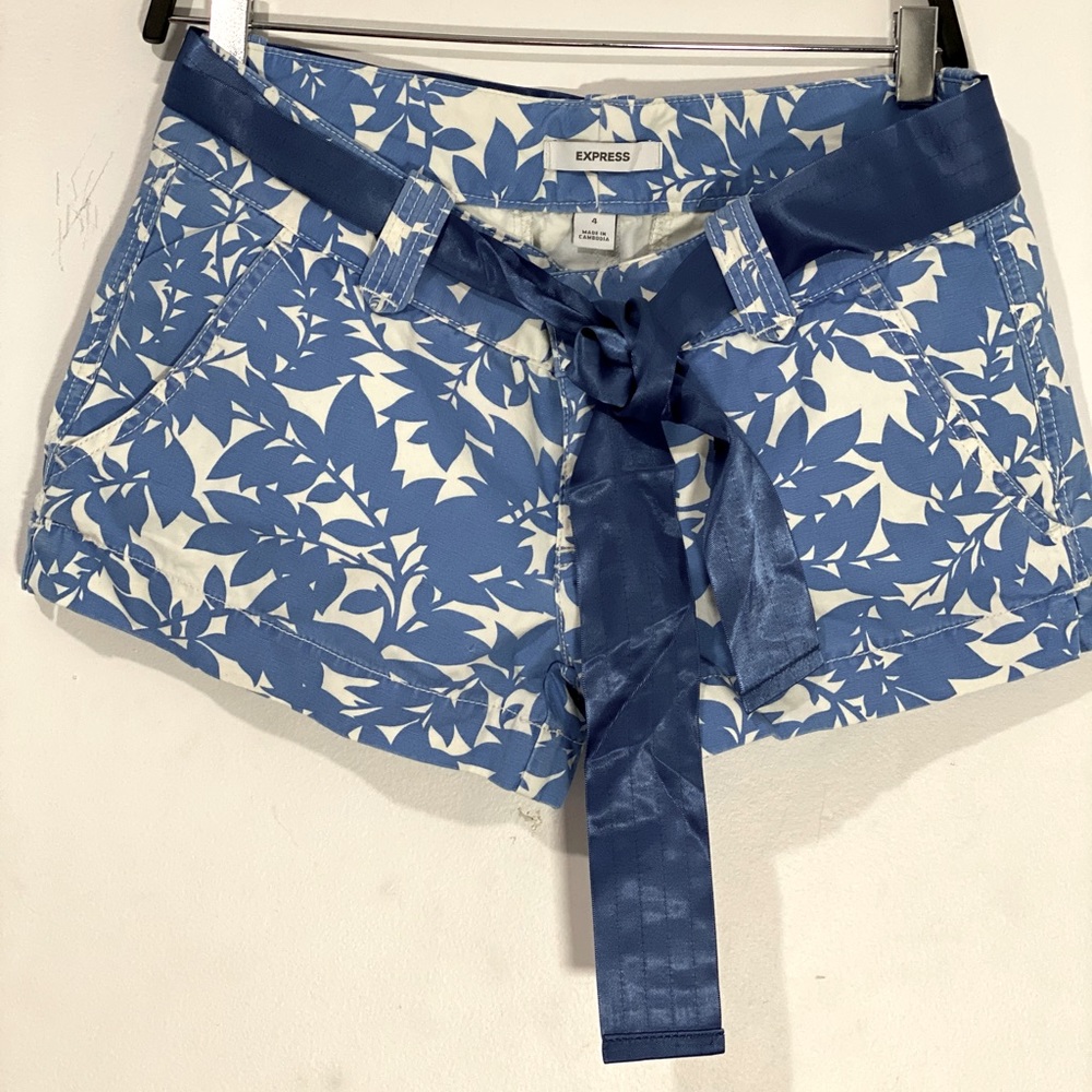 Express Denim Floral Shorts